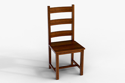 Dark Wood Ladder-Back Chair 3D Model