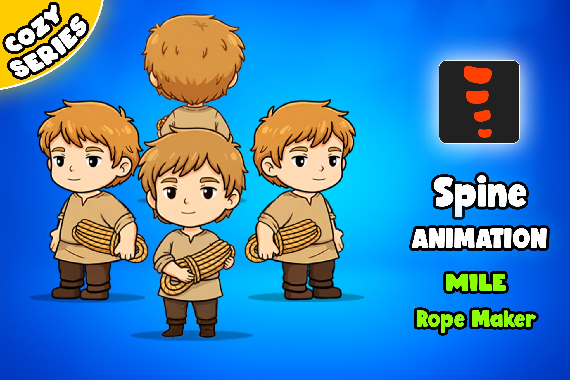 Vision 2d Rope Mile Rope Maker 2D Animated Spine Character (Cozy Series) | 2D ...