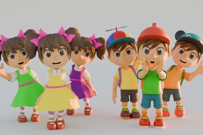 Cute Kids - Stylized Boy & Girl Characters