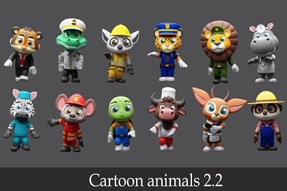 Cartoon characters animals 2 02 сostumes of professions