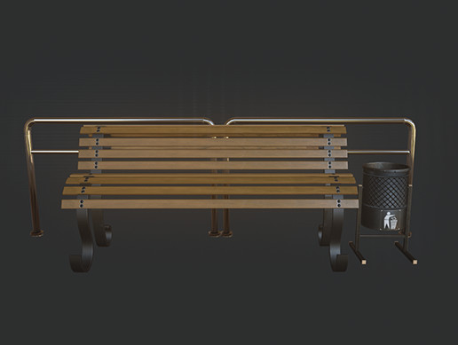 Unity Bench Park Bench and Trashcan | 3D Exterior | Unity Asset Store