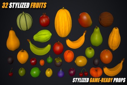 Stylized Fruit Pack – Market & Food Props – Game Ready