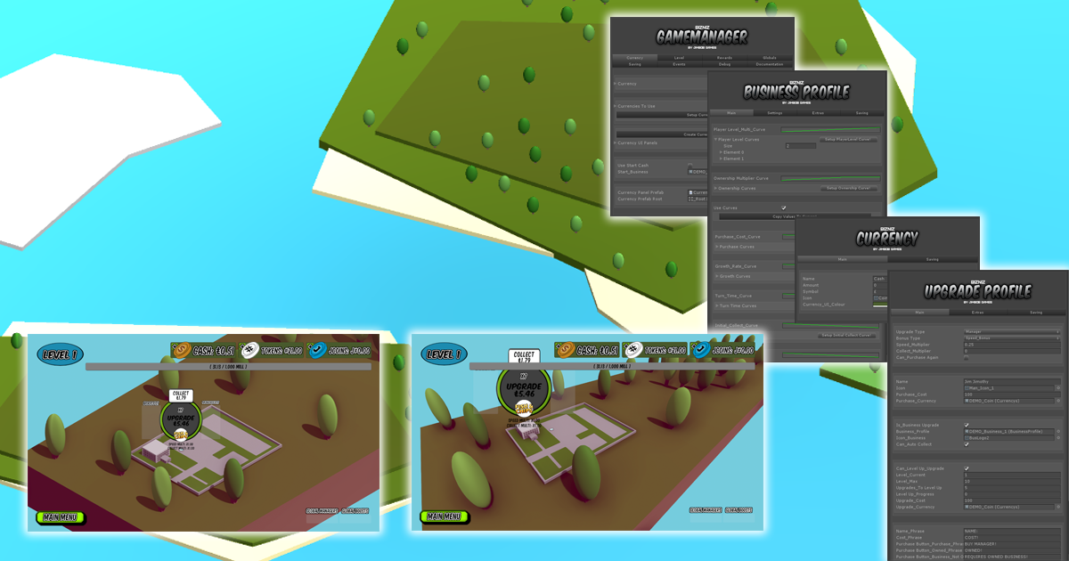 Game Layout Template Clicker BIZNIZ Idle-Clicker Game Template | Systems | Unity Asset Store
