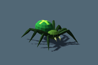 Low Poly Green Spider - Procedural & Animated