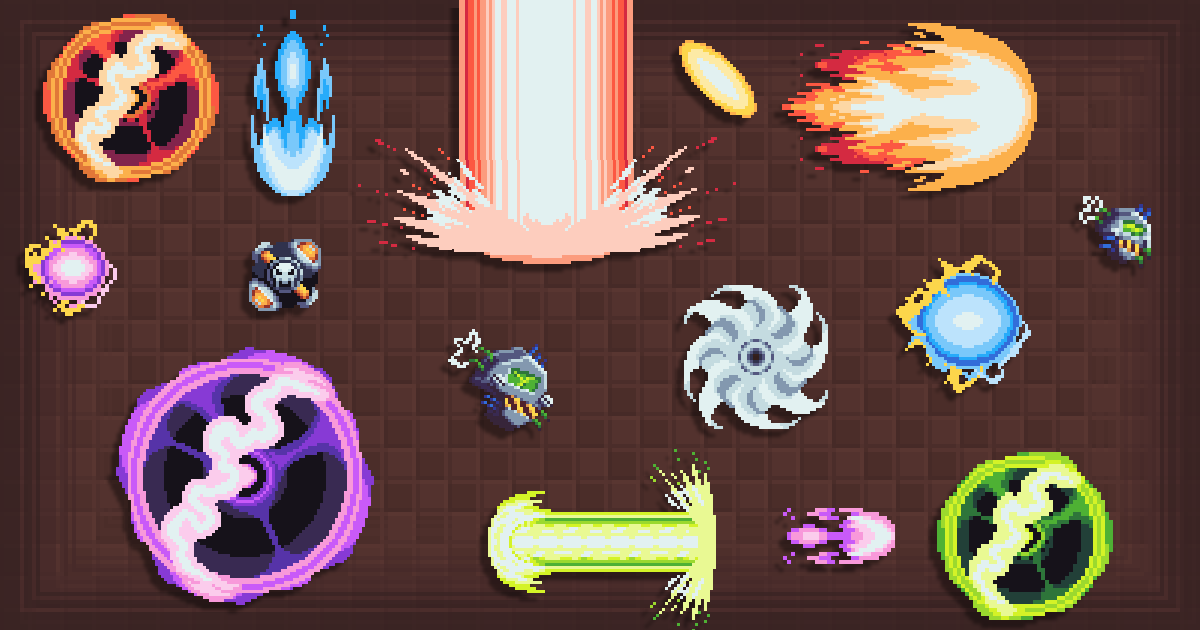 Super Pixel Projectiles Pack 4 | 2D Textures & Materials | Unity Asset ...