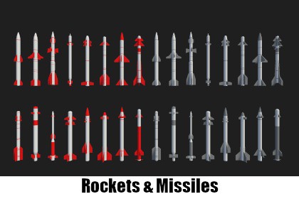 16 Low Poly Missiles - Bundle