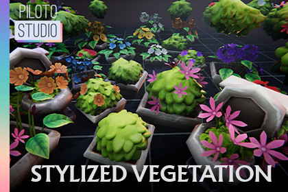Stylized Vegetation Pack - Flowers, Bushes, Leaves, Vases