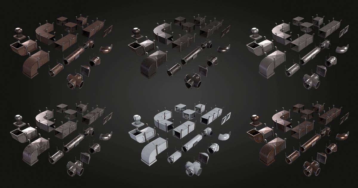 Air Pipes Vents Vol. 1 | 3D Props | Unity Asset Store