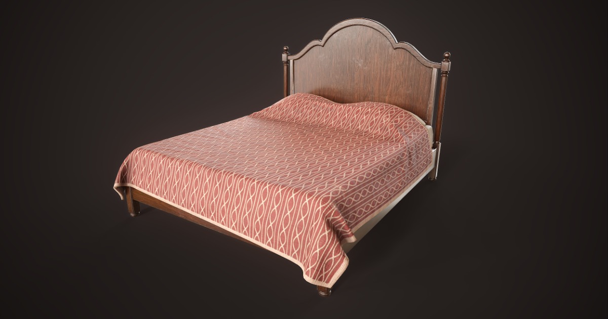 Vintage Wooden Bed | 3D Furniture | Unity Asset Store