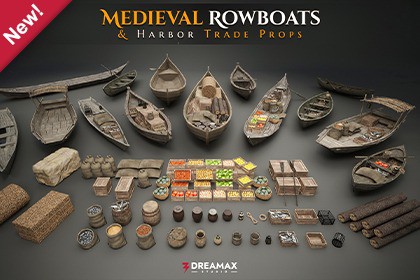 Medieval Rowboats & Harbor Trade Props Pack – Fishing, Cargo & Dock Assets