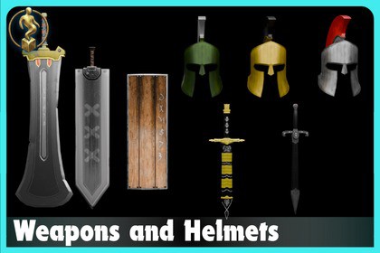 Stylized Fantasy Weapons and Helmets