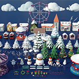 Stylized Lowpoly Winter City Asset Pack