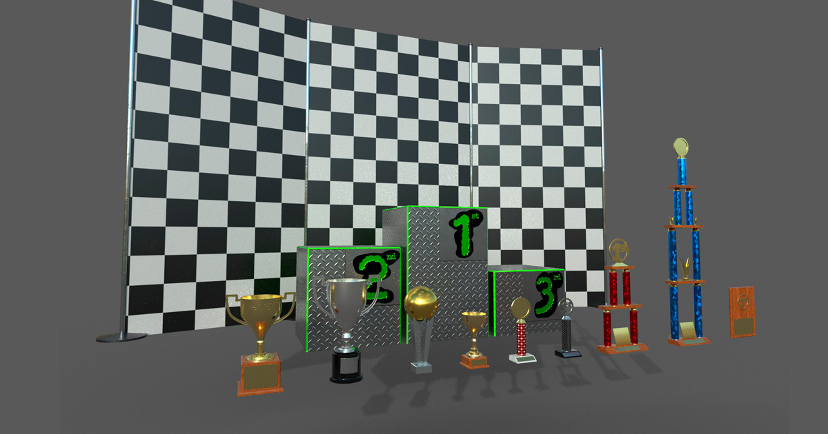 Trophy Award Podium Package PBR | 3D Props | Unity Asset Store