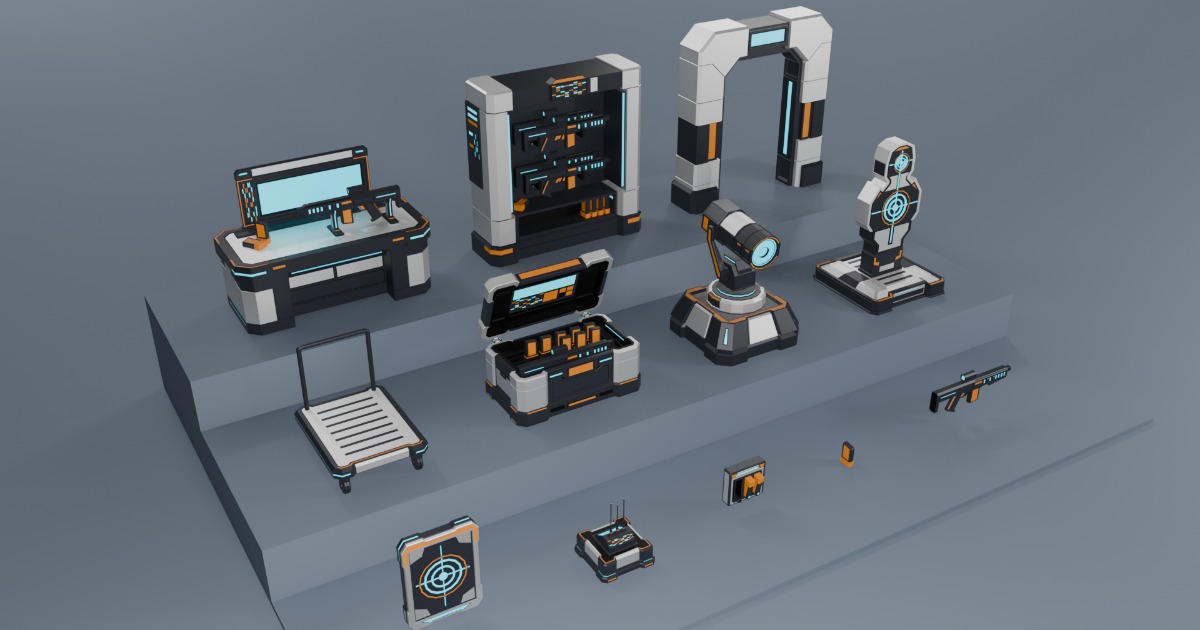 Low Poly Sci-Fi Defense Armory Pack D-005 | 3D Guns | Unity Asset Store