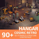 Low Poly Sci-Fi Hangar 90+ Cosmic Retro Props & Environment