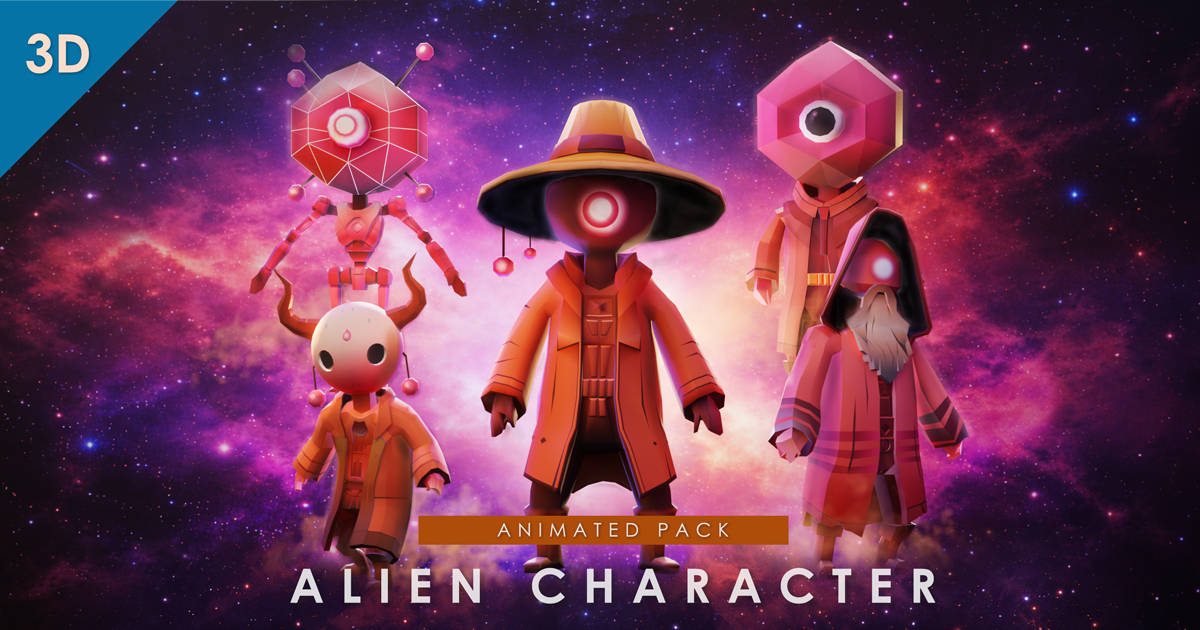 5 Stylized Low Poly Alien Characters (Mobile Ready) | Characters ...