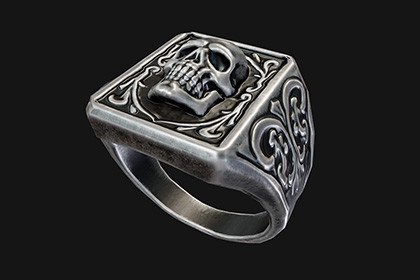 Skull Shield Ring - Game Ready 3D Model