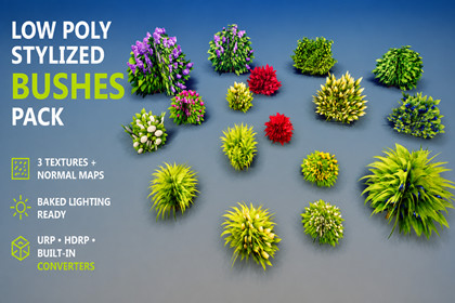 Low Poly Stylized Bushes Pack - Mini World Studio