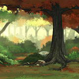 Parallax Red Forest Background
