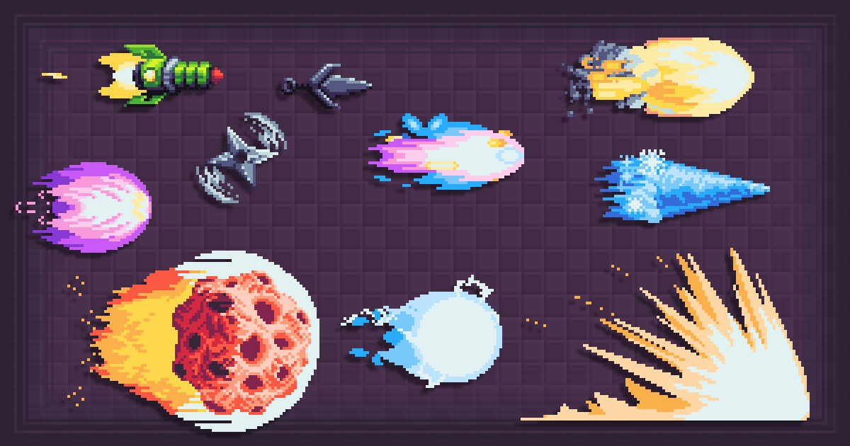 Super Pixel Projectiles Pack 2 | 2D Textures & Materials | Unity Asset ...