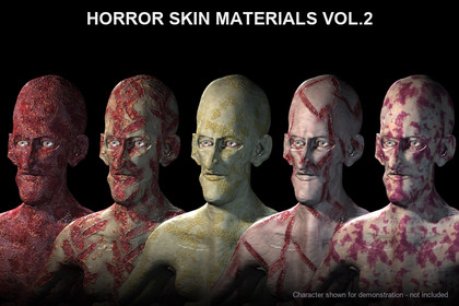 Horror Skin Materials Vol.2 - 20 Gore & Zombie PBR Skins (URP)