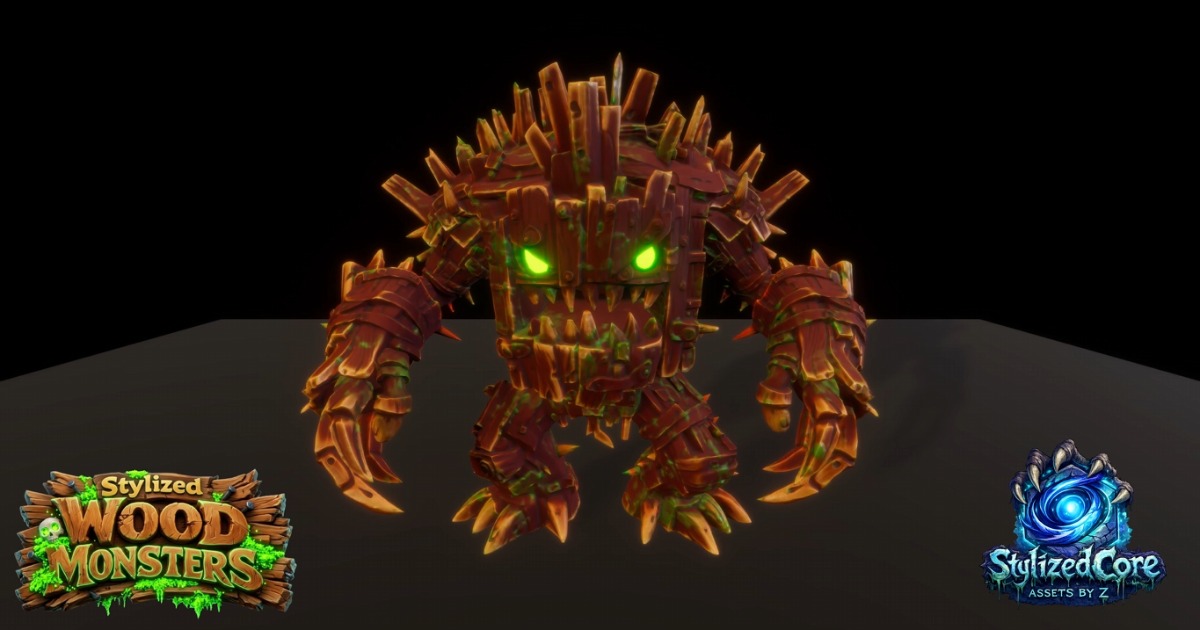 Stylized Wood Monster Pack 1 – Spiked Variant (Animated, LOD, Skins ...