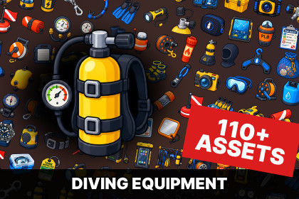 Diving Scuba Underwater Ocean Exploration Equipment Icons Pack