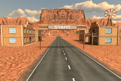Desert Environment with Highway & Town – Game Ready
