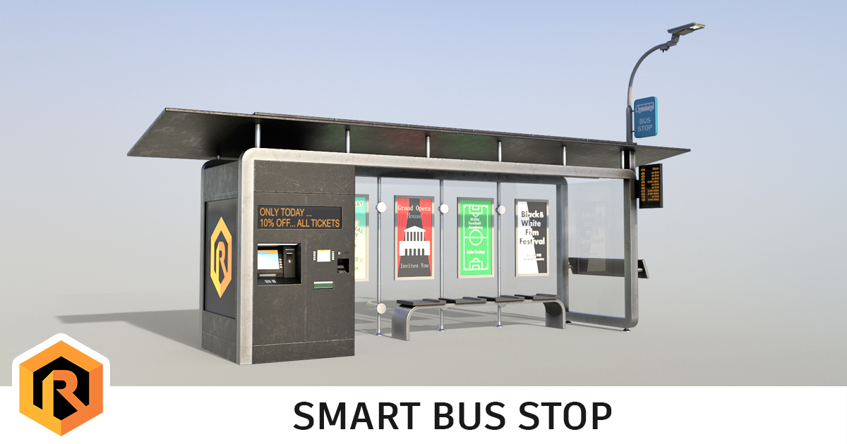 Unity Bus Stop Jam Smart Bus Stop | 3D 小道具 | Unity Asset Store