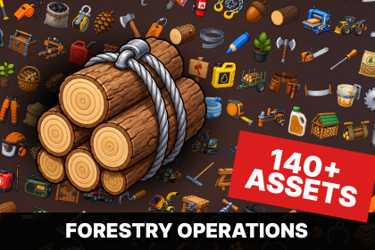 Forestry Logging Sawmill Timber Harvesting Equipment Icons Pack