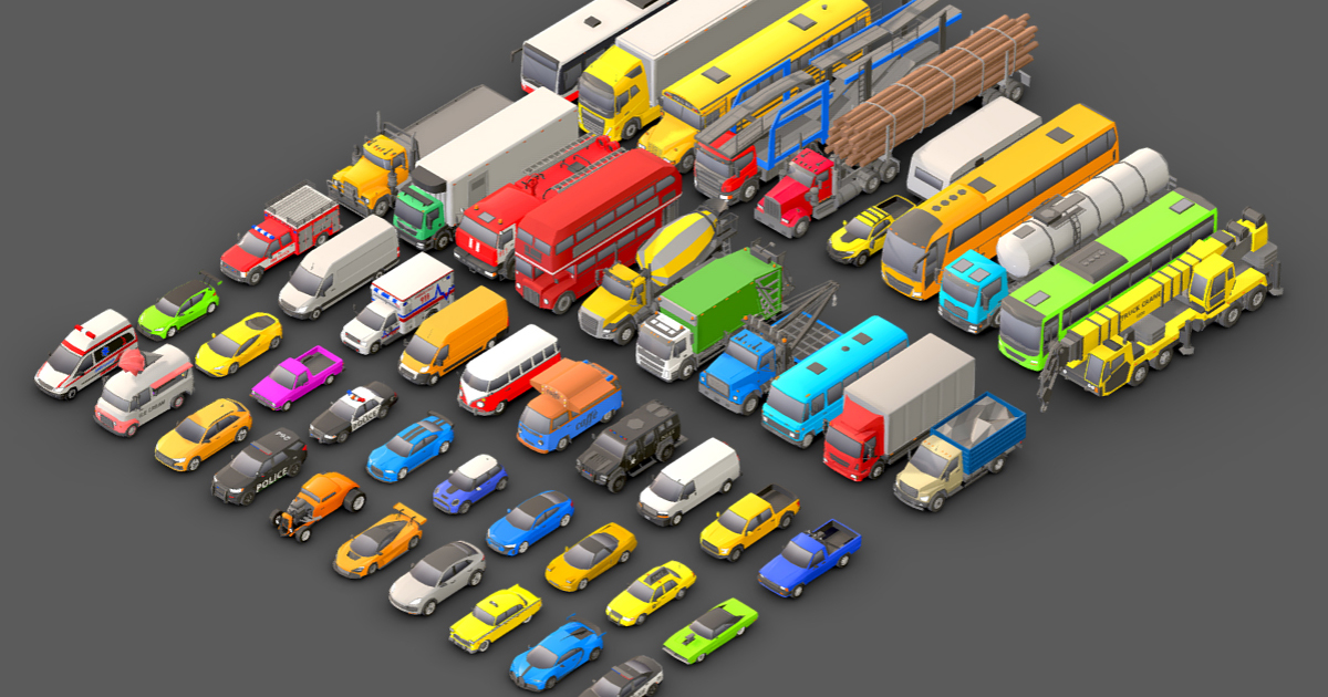 Unity Asset Vehicles Vehicle Pack Low- Poly | 3D Land | Unity Asset Store