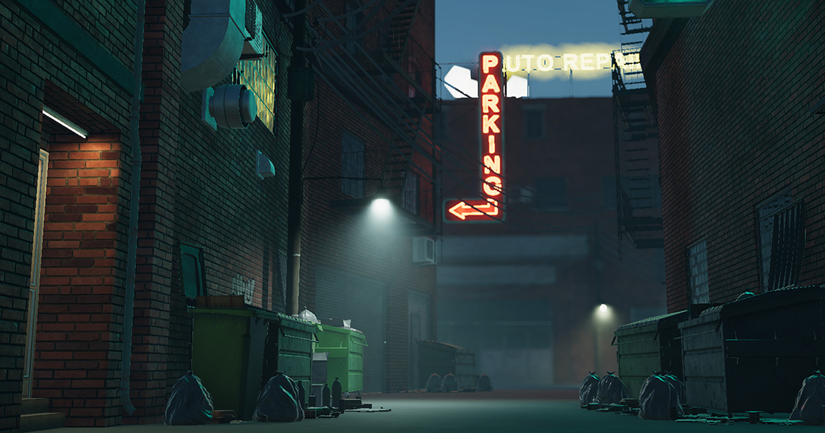 Downtown Alley 3D Urban Unity Asset Store