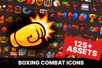 Boxing Fighting Game UI Icons Pack for Sports Arcade Action Games