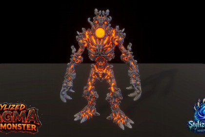 Stylized Magma Rock Monster Pack 1 – Reaper Variant (Animated, LOD, Skins)