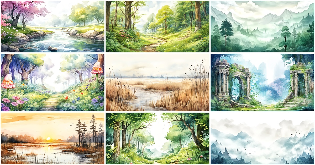 BACKGROUND - Watercolor Forest 1 | 2D Environments | Unity Asset Store