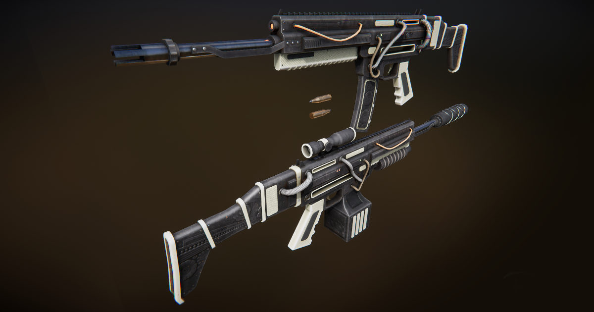 Cyberpunk Assault Rifle 3D Guns Unity Asset Store