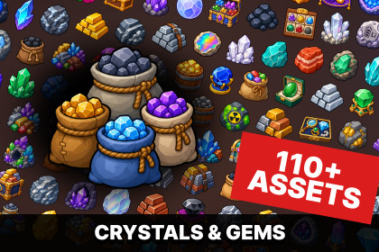 Crystal Gems Ore Mining Cave Treasure Resources Icons Pack