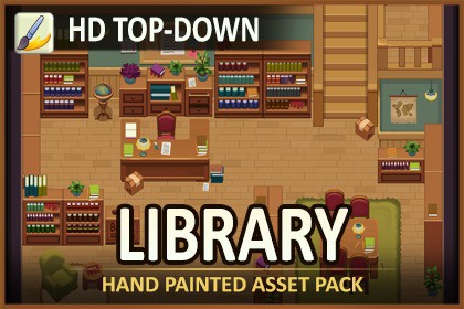 Hand-Painted 2D Cozy Library Asset Pack