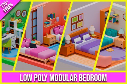 Low Poly Modular Bedroom Pack (770+ Props)