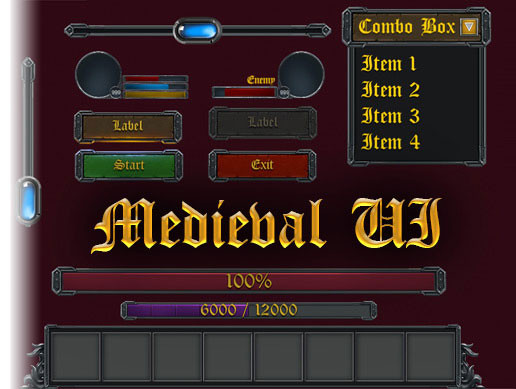 Midieval Ui Medieval UI - prefabs set | 2D Icons | Unity Asset Store