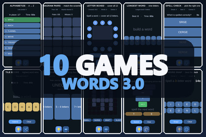 Mini Game Templates Words 3.0 - 10 Words Starters for Unity