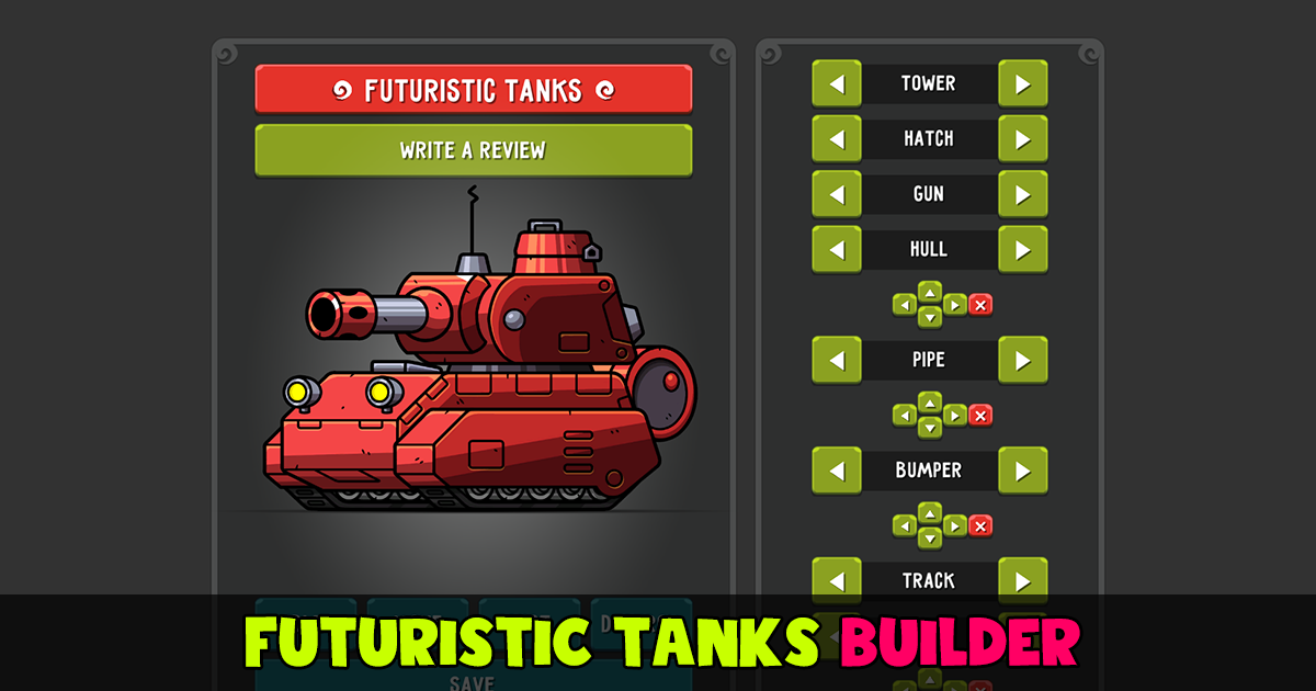 Futuristic Tanks Builder & Animation 2D Textures & Materials Unity