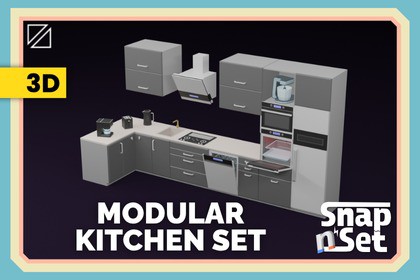 Modular Kitchen Set - SnapNSet - Low Poly Assets