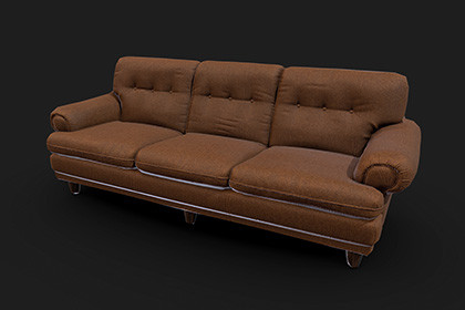 Vintage Brown Sofa 3D Model Game Ready