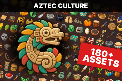 Mesoamerican Aztec Maya Culture Artifacts Farming Tools Icons Pack