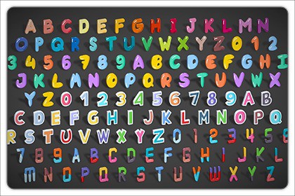 Simple Alphabets Numbers Mega Pack - Stylized Toon Metallic - Kids Learning Kit