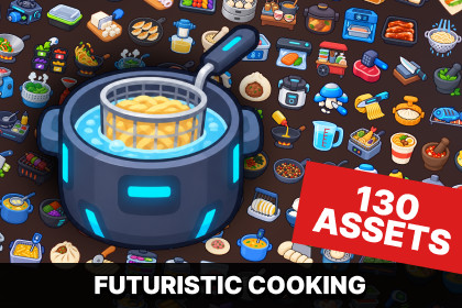 Futuristic Kitchen Food Processing Cooking Technology Icons Pack