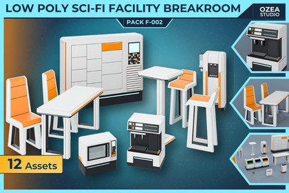 Low Poly Sci-Fi Facility Breakroom Pack F-002