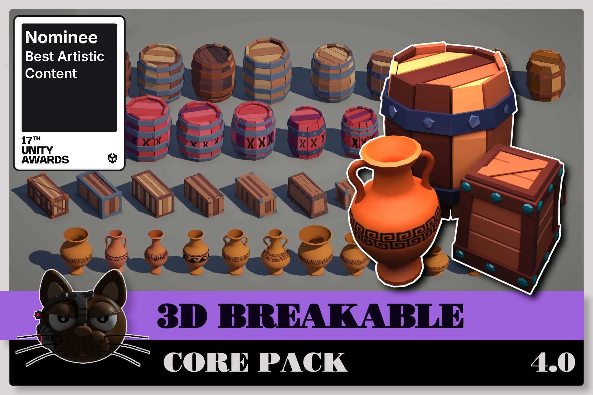 3D Breakable Core Pack– Barrels, Crates & Pottery