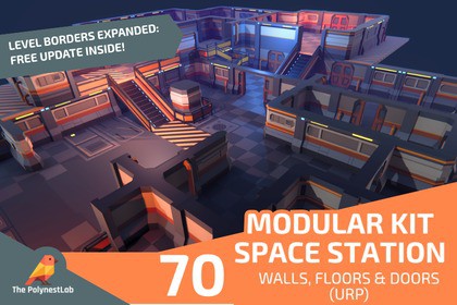 Low Poly Sci-Fi Modular Kit - Space Station Walls, Floors & Doors (URP)